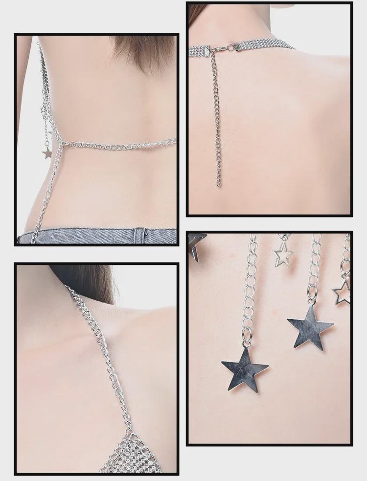 European & American Diamond Tassel Halter Neck Body Chain