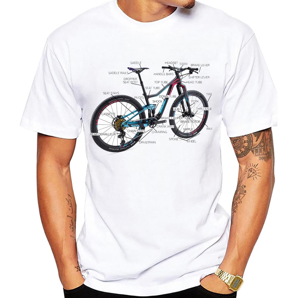 Cotton Tees New Summer Men Short Sleeve Anatomy Bike Gear Deconstructed Design T-Shirt Funny Bicycle Print Boy Casual Tops Cool Man Tees