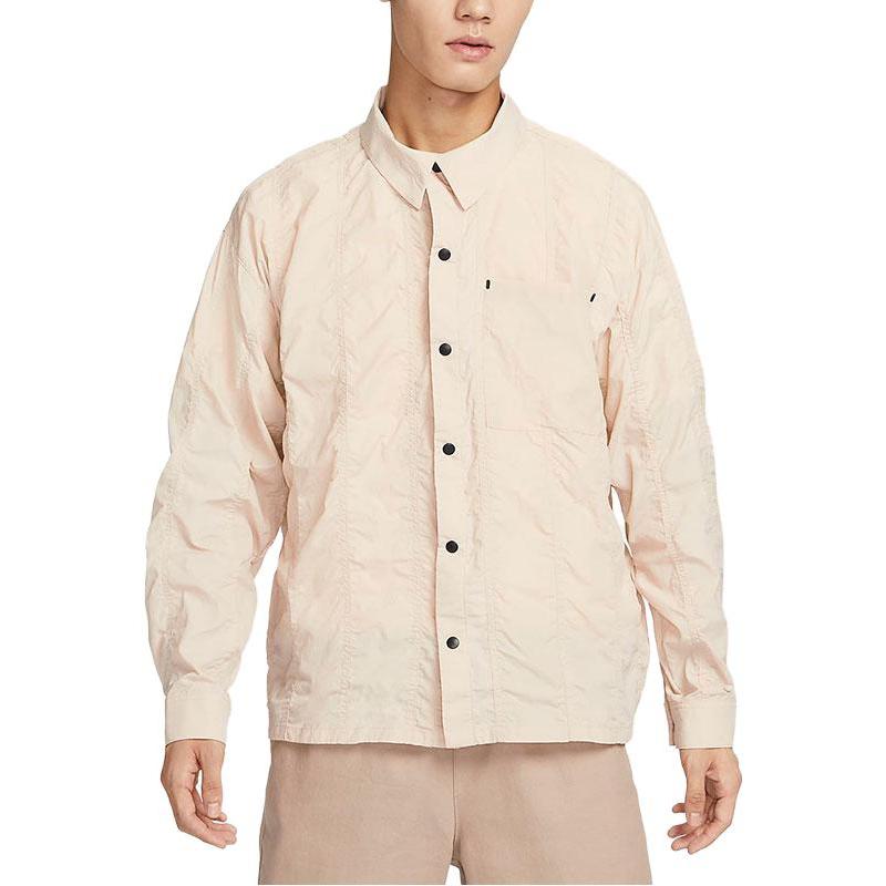 Nike Sportswear Tech Pack Textured Woven Long Sleeve Shirt Men Tops Sand-Dune White FB7364-126