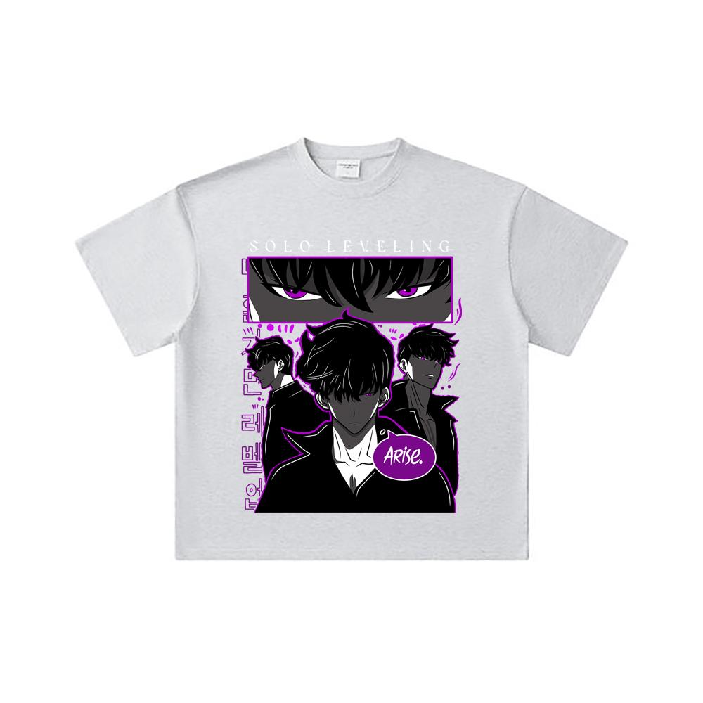 260 GSM Double Yarn 32 Count 100% Cotton Solo Leveling V11 Print Unisex Heavy Cotton T Shirt