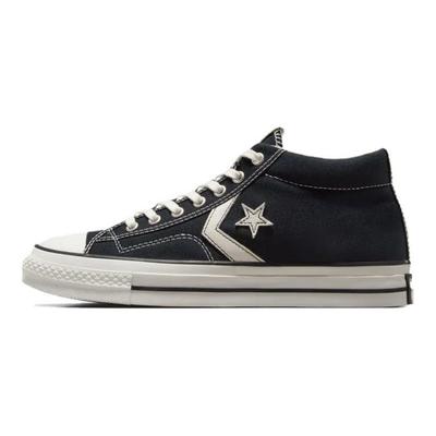 Star Player 76 Comfortable Versatile Durable Mid-Top Canvas Shoes Unisex Sneakers Black White A06920C