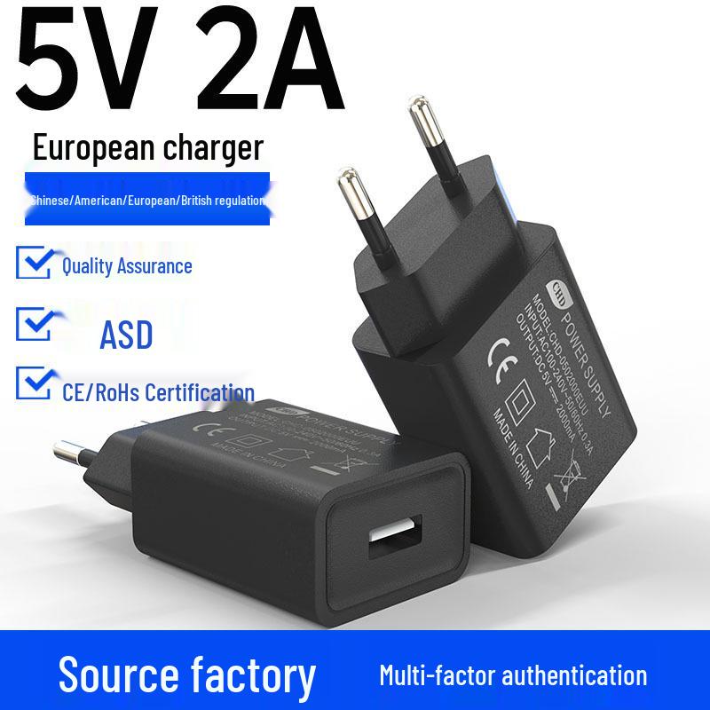 5V2A CE Certified European Charger USB Interface for EU/Italy/France/Russia/Germany 5V1A Charging Head