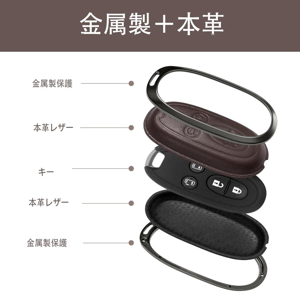 [PIMOHI] Compatible with Suzuki Key Case Metal Genuine Leather Wagon