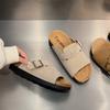 New Women's Suede Clogs Classic Cork Slippers Leather Mules Men Cork Footbed Sandals Comfort Beach Shoes with Arch Support
