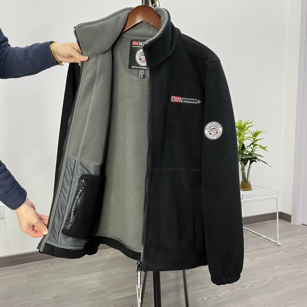 Men's Fleece Coat Winter Fashion Thickened Warm Lapel Zipper Cashmere Sports Cardigan Coat Casual Men's Jacket