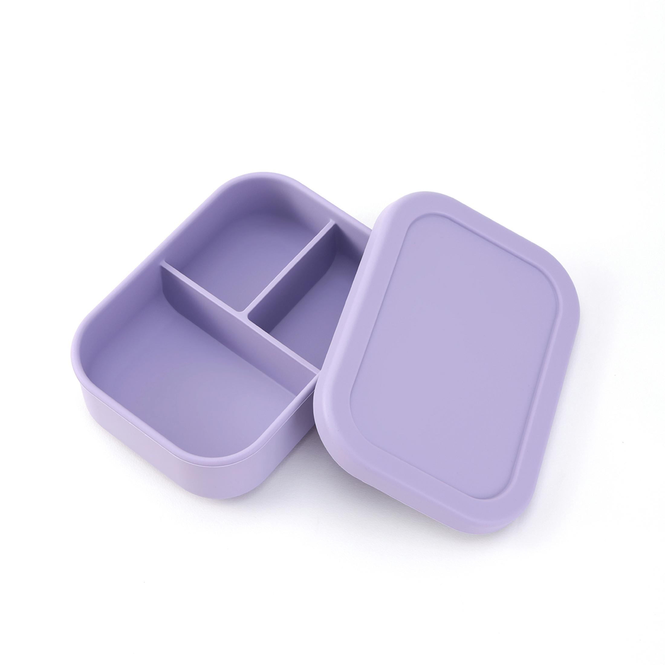 

Color Kids 1PCS Silicone Lunch Box 3 Compartment Divider Leakproof BPA Free Portable Bento Food Container For Outdoor Camping
