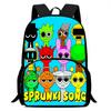 Cartoon Sprunki Kinderrucksack mit Fronttasche, Brotdosen, Federmäppchen für Alter 5-10, Schultaschen für Jungen Mädchen