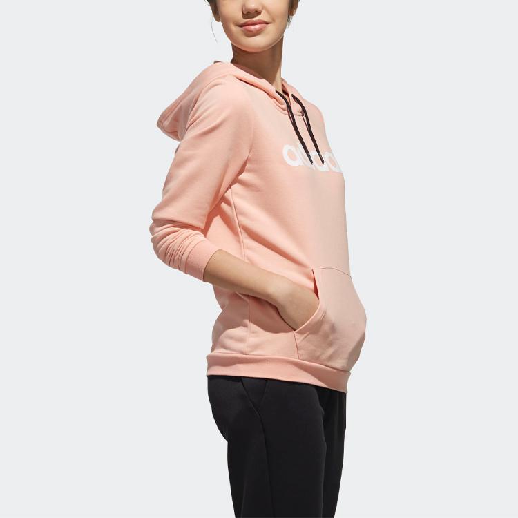 Adidas Neo W Ce Hoody Letter Logo Print Sports Hooded Sweatshirt Women Hoodies Gray Pink DW7957