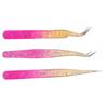 3pcs Nail Art Tweezer Stainless Steel Straight Bend Tips Manicure Rhinestone Nipper Gradient Color