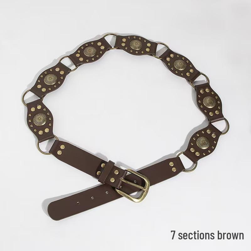 Melaleuca Bohemian Retro Brown Leather Waist Chain Belt Skirt Ethnic Style Fashion Accessory