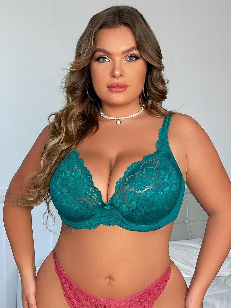 Sexy Krajková Podprsenka Plus Size pro Ženy Ultra Tenká Vykrojená Prodyšná Jednobarevná