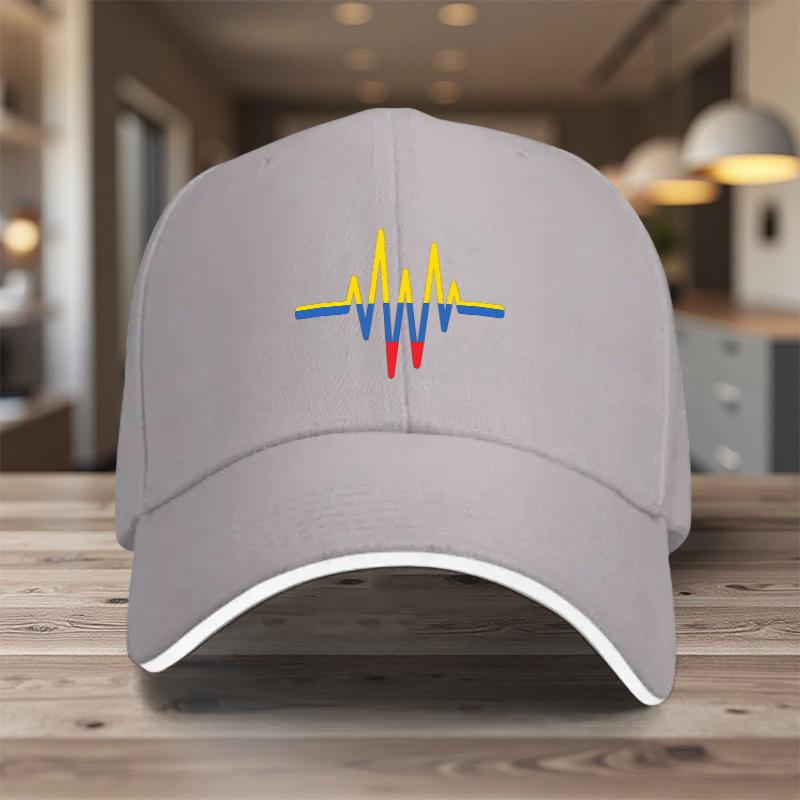 Colombia Flag Heartbeat Pulse Baseball Cap Adult Polyester Adjustable Outdoor Sports Cap