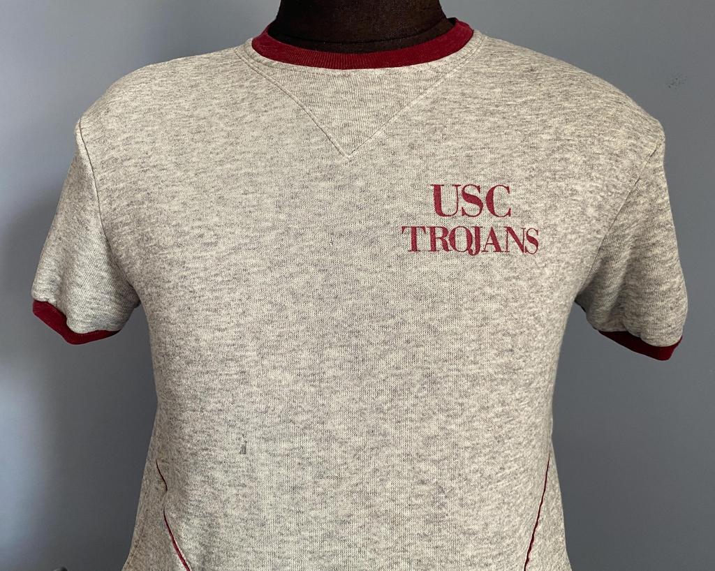80s Vintage USC University of Southern California Trojans ncaa college short sleeved Sweatshirt - SMALL