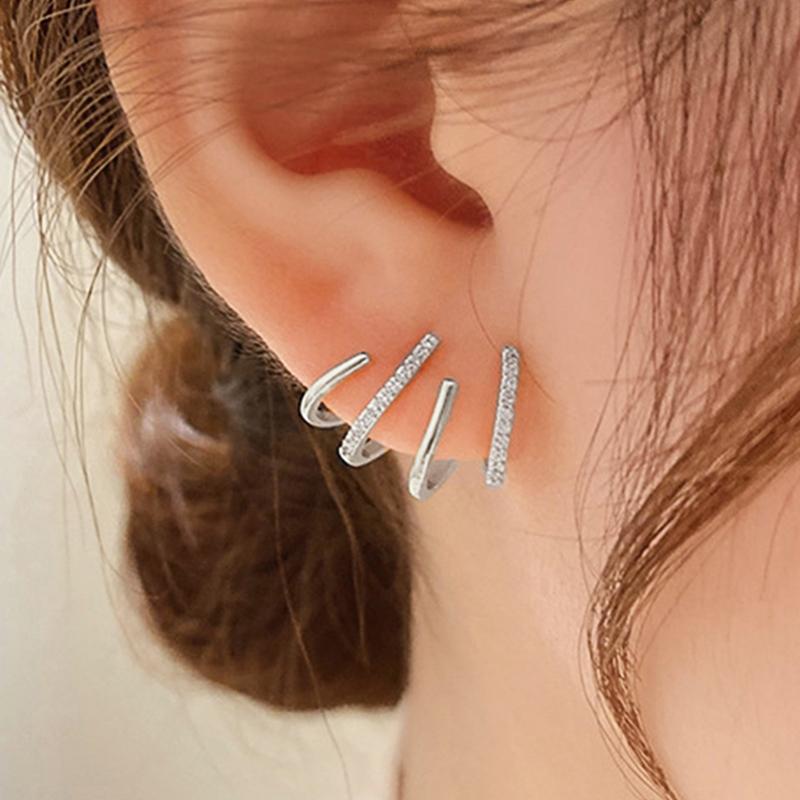Huitan Dazzling Women's Ear Claw Earrings with Shiny Cubic Zirconia Simple Stylish Daily Wear Accessories Gift Statement JewelryGood product