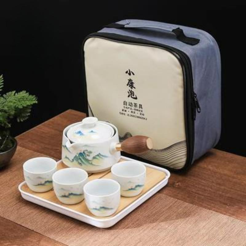 Chinese Style Kung Fu Travel Ceramic Tea Set Portable Teapot Set with 360 Rotation Tea Make Teacup Cup for Tea Gift Bag 2025 New