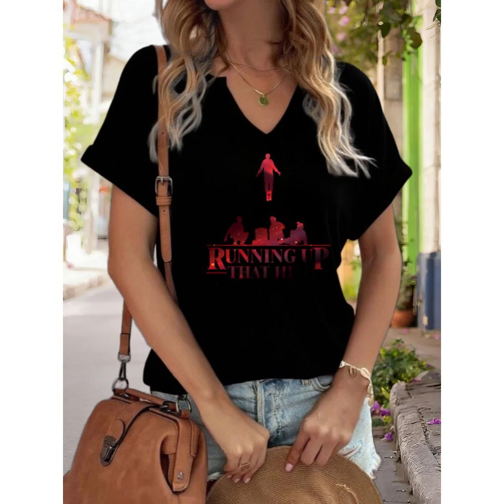 Printed T-shirt, casual loose short sleeved fashionable top