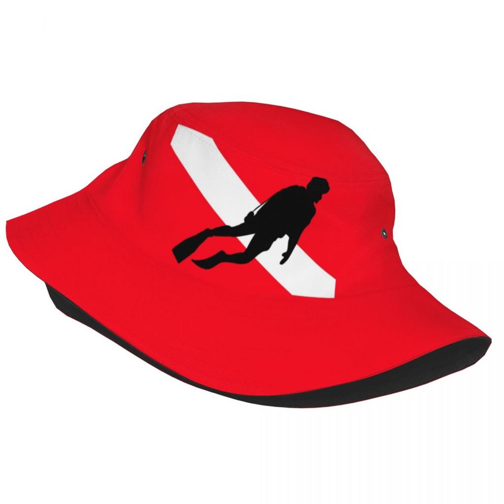 Scuba Diver Down Flag Bucket Hat Women Unisex Unisex Trendy Diving Summer FisherUnisex's Hat