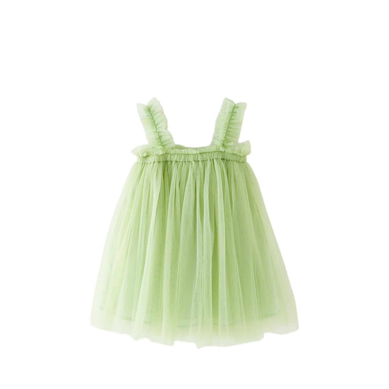Girls Tulle Dress Sleeveless Layered Mesh Party Dress Soft Fabric Princess Style Dress for Children Summer Wear 130