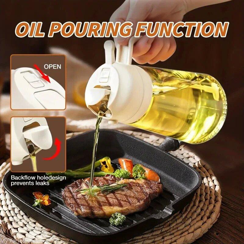 Multi-functional Kitchen Oil Bottle Spray Oil Pouring Two-in-one Food-grade Material Is Not Easy To Damage 500ML Large Capacity