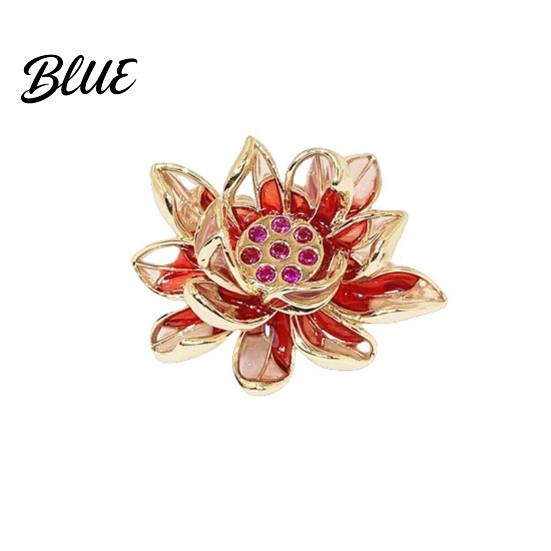 Meaningful Gift Accessory Chinese Style Enamel Brooch Sparkling Rhinestones Flower