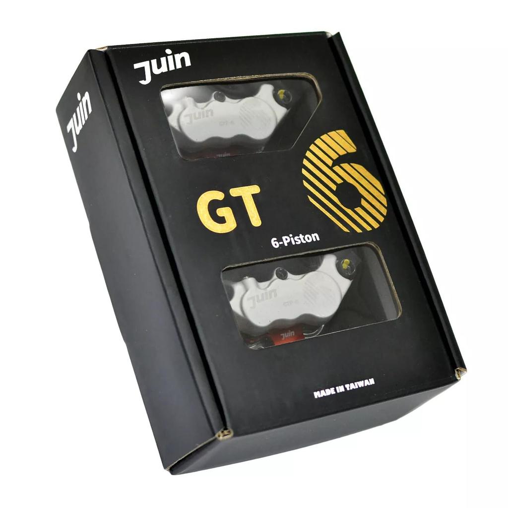 JUIN TECH GTP-6 6-Piston MTB eBike CX Hydraulic Disc Brake Caliper Set (F+R), Silver, JT2741