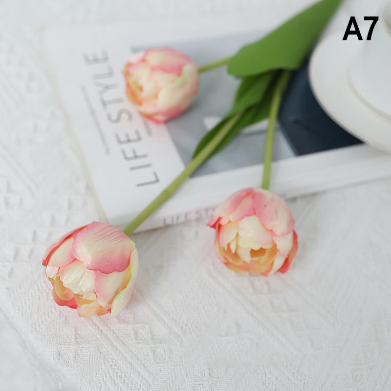 Simulation 3 Silk Tulips Home Living Room Dining Table Wedding Halloween Decoration Artificial Flowers Fake Flowers Fake Plants