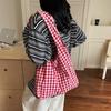Plaid Canvas Bag Women's Large-capacity New Summer Versatile Shoulder Shopping Bag College Student Tote Bag