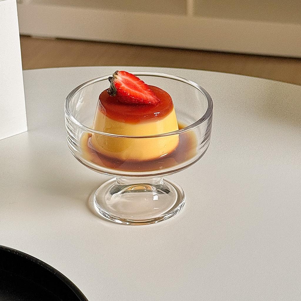 High Foot Glass Ice Cream Cup Round Nordic Style Creative Transparent Design Milk Fruit Yoghurt Bowl Cup Drinkware Home Applies