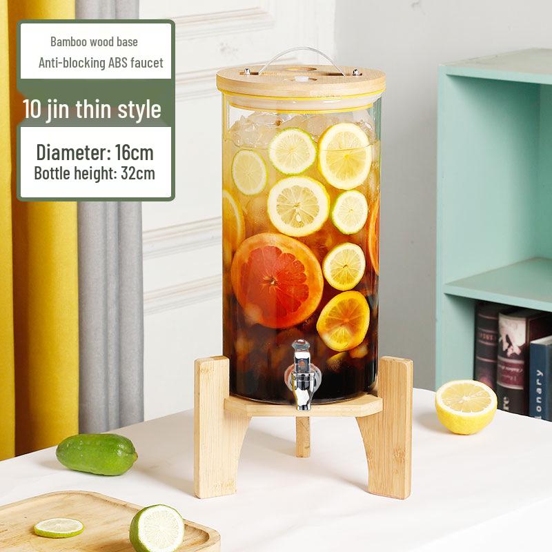 Large Capacity Glass Beverage Dispenser with Faucet for Cold Drinks and Fruit Tea