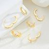6 Pcs Fashion Minimalist Copper Zircon Cross Earrings Set for Women Chunky Cartilage Hoops Earring Vacation Daily Wear Jewelry
