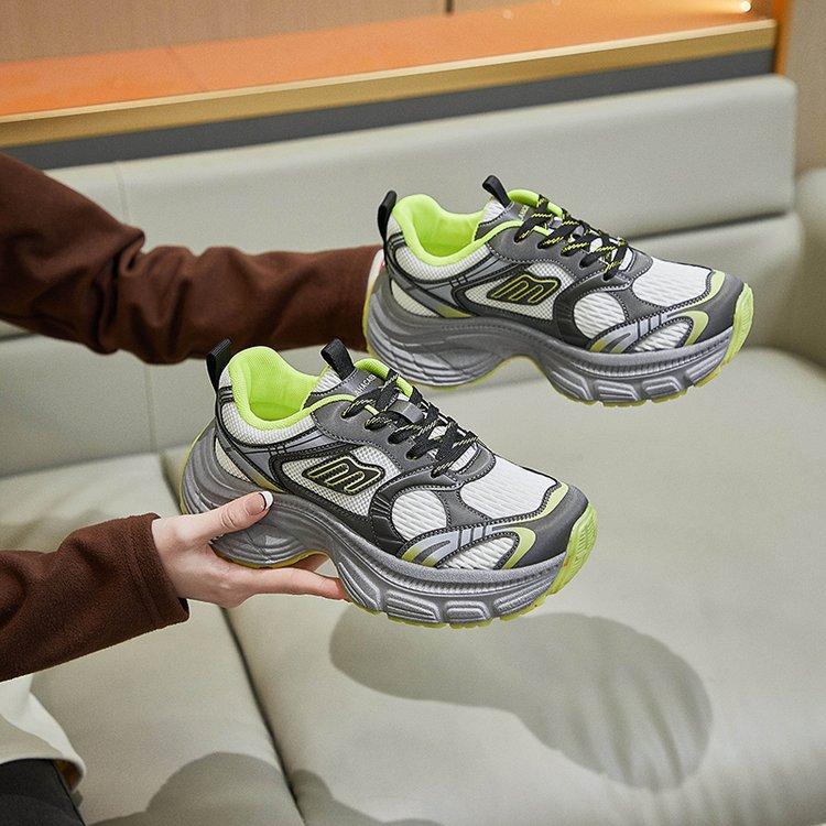 

New Women s Breathable Mesh Color Block Platform Sneakers Thick Sole Casual Sports Shoes 40