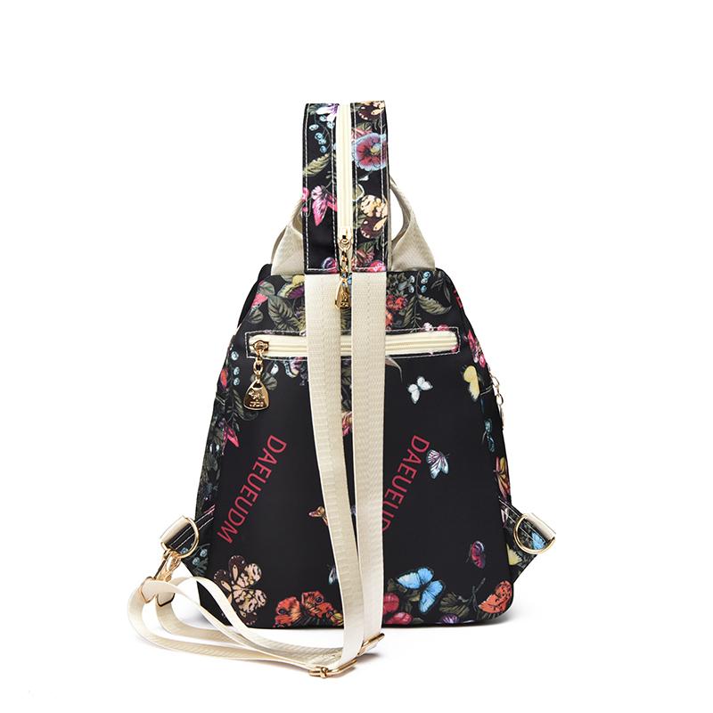 Women Butterfly Print Backpack Nylon Anti-theft Shoulder Bag Casual Daypack with Adjustable Strap Travel School Bags