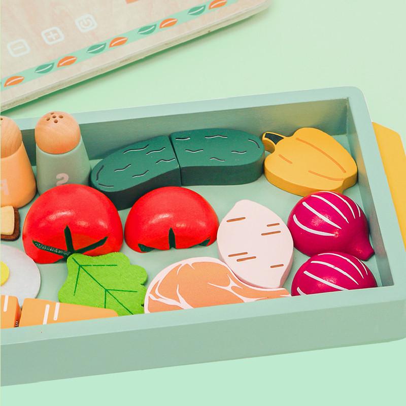 Wooden Simulation Fun Kitchen Vegetable And Fruit Cooking Children Set Toy