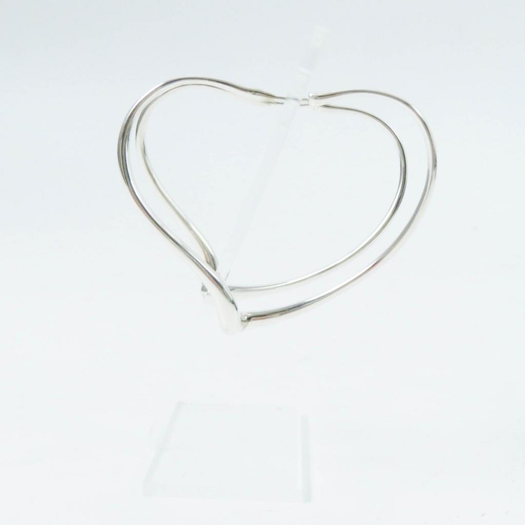 Great TIFFANY&Co. Pierce Open Heart Medium Hoops for both ears Silver AG925 Women Used