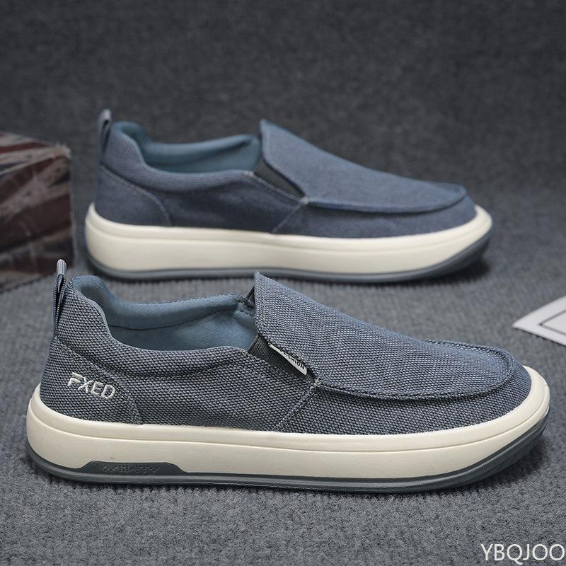 Spring and Summer Breathable Casual Lightweight Canvas Shoes, Comfortable Sliding Sleeves, One-step Men's Loafers