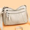 Retro Soft Leather Shoulder Bag Multi Pocket Solid Color Crossbody Bag Perfect for Business Trips Grocery Shopping