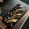 Metallische Farbe Glas Handyhülle für Samsung Galaxy S26 S25 S24 S23 S22 S21 Ultra Plus FE 5G Gold Diamant Herz 2D UV-Druck