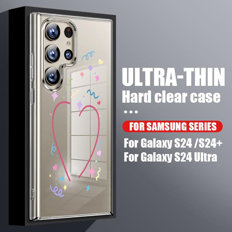 Cartoon Hearts Pattern Clear Phone Case For Samsung Galaxy S26 S25 S24 S23 Ultra S22 Plus S25 FE A56 A36 A26 A55 A54 A15 Cover