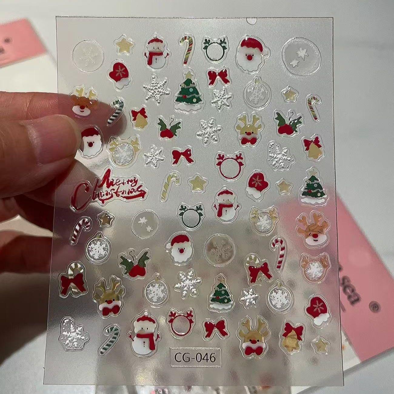 3D Santa Claus Christmas Nail Art Stickers - Festive DIY Nail Décor Santa and Reindeer [1 sheet]