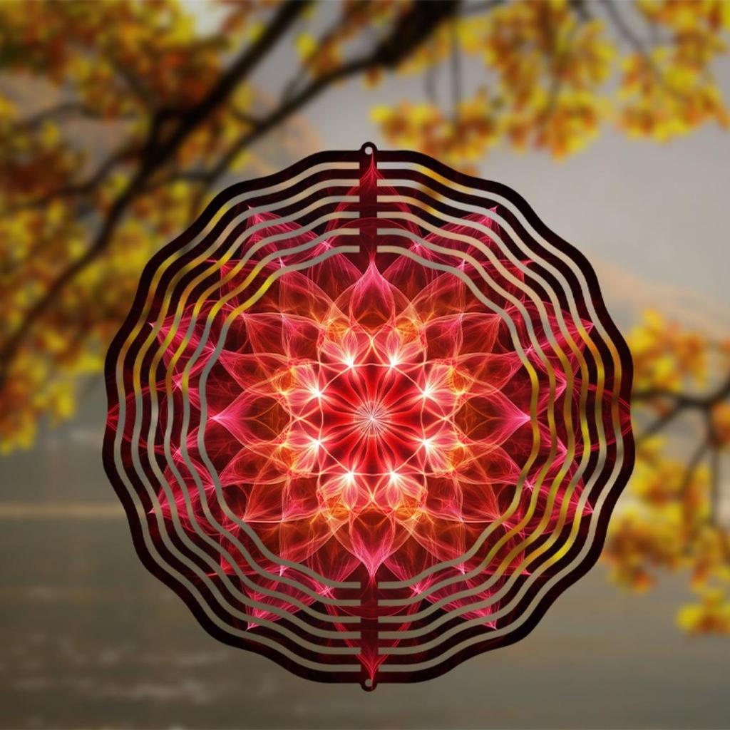 10-tommers roterende mandala vindklokke med 360-krok for utendørs hage, uteplassdekorasjon, vår, sommer, hengende ornament, gave til familie, venner