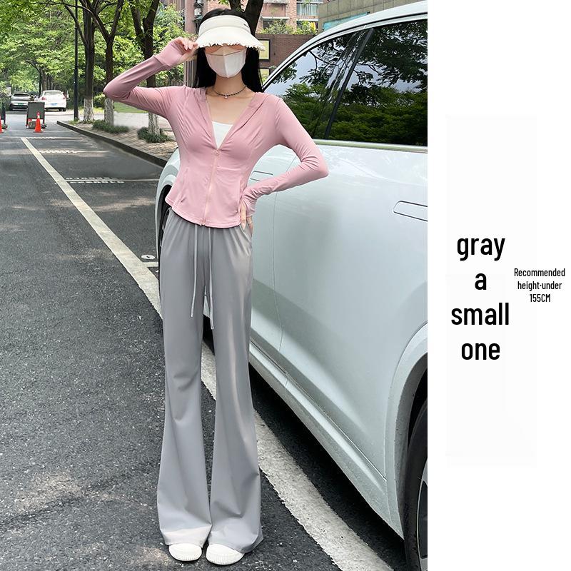 

Женские брюки для йоги клеш с высокой талией и быстрой сушкой - Ледяной шелк, защита от солнца, Черные, Легкие, Подтягивающие бедра XL