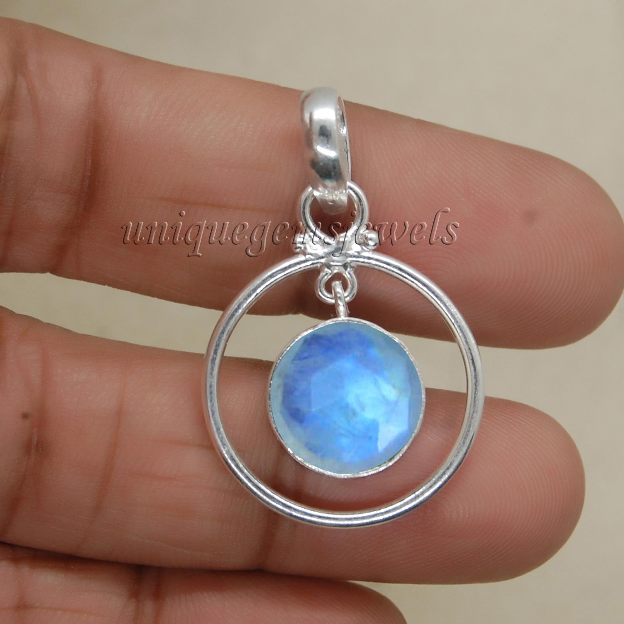 

Круглий Розовий Огранки Райдужний Місячний Камінь 925 Срібло Стерлінгове Підвіска Ювелірні Вироби, Місячний Камінь Позолота Жовтим Золотом, Позолота Рожевим Золотом Кільце Ювелірні Вироби срібний