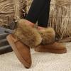 Short Thick-soled Snow Boots Women's Winter Cotton Shoes Solid Color Plush Casual Fluffy Mouth Large Size Snow Boots