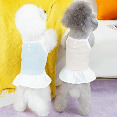 2024 New Pet Dog Clothing Strange Button Halter Skirt Spring and Summer Puppy Clothing Small and Medium-sized Dog Clothing