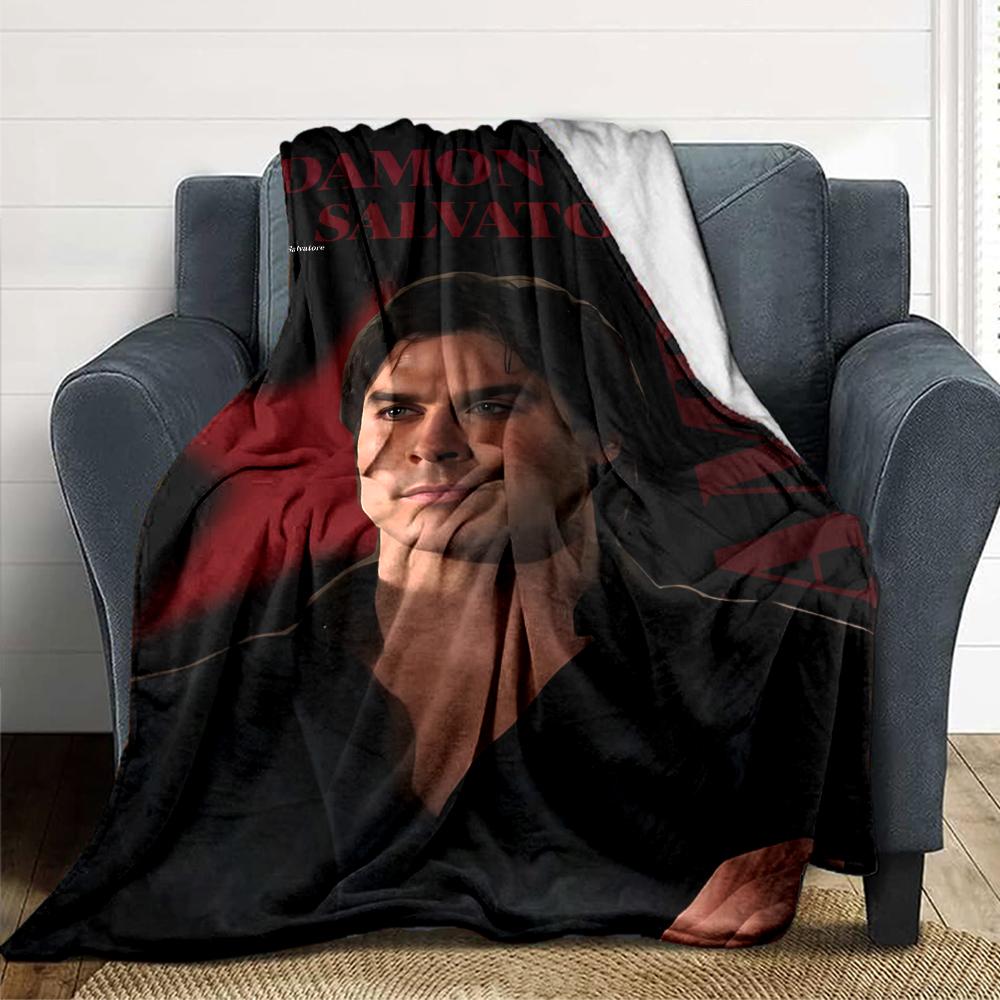 Damon Salvatore Vampir Decke Weiche Wohndecke für Zuhause Schlafzimmer Bett Sofa Reise Büro Einfarbige Weihnachtsdecke