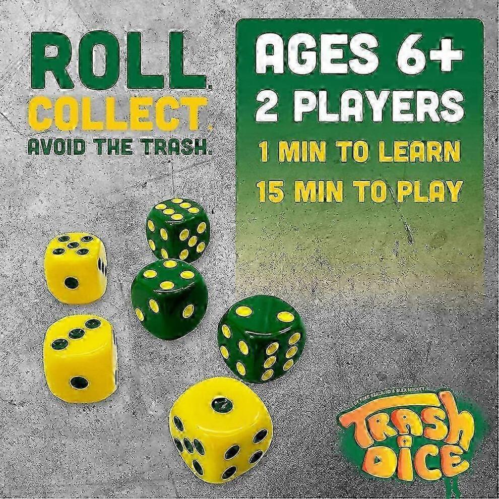Trash Dice, Fast-Paced Family Dice Game, Exciting 2-Player Board and Dice Game