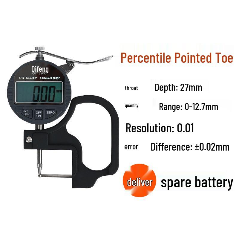 High-Precision 0.001 Micrometer Digital Thickness Gauge with Flat and Curved Tips
