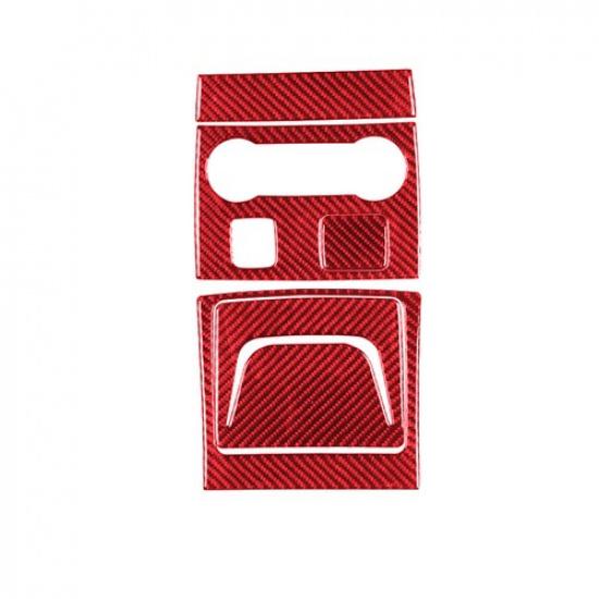 5Pcs For Ford Explorer Red Carbon Fiber Rear Central Console Kit Cover Trim