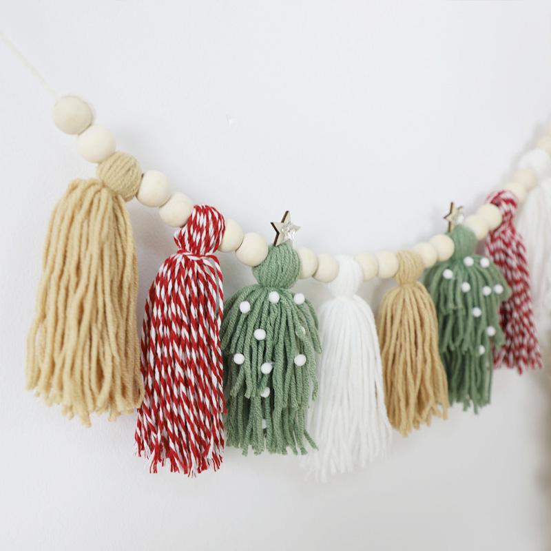 1Pc Colorful Adjustable Nordic Style Pendant Tassel Banner Christmas String
