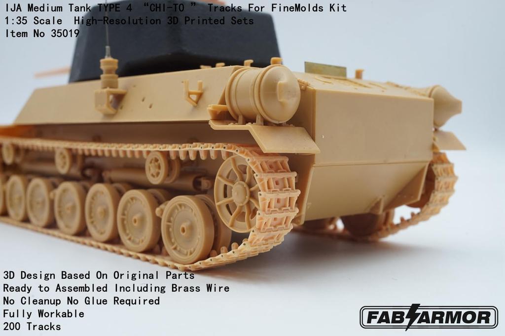 Fabscale Japanischer Typ 4 Mittlerer Panzer Panzer Bewegliches Ketten-Set Kunststoffmodellbauteile FAB35019 1/35 Chi-To (für FineMolds) (Panzer)
